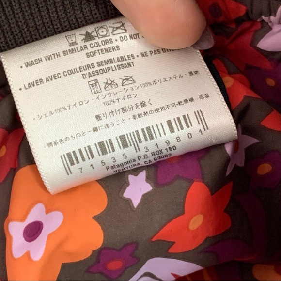 Patagonia Women's Brown Multicolor Floral Nylon Puff Zip Vest Size Large - Picture 10 of 10